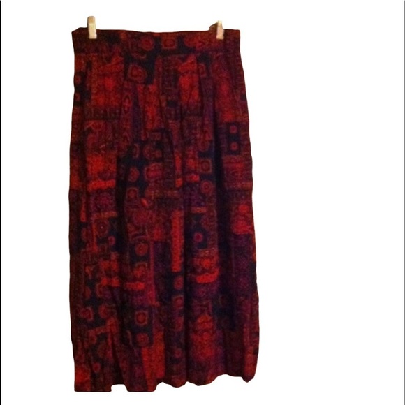 NORTON McNughton Deep Red Black Print Skirt - Picture 5 of 5